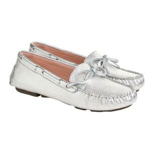 J. Crew Women's Silver Metallic Leather Driving Moccasins Size 5.5